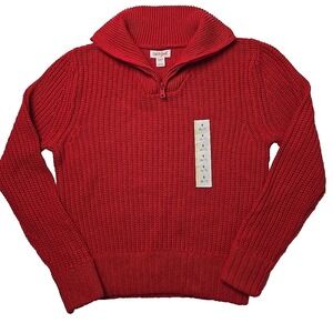 Cat & Jack Boys Small 6/7 Red 1/4 Zip Sweater New